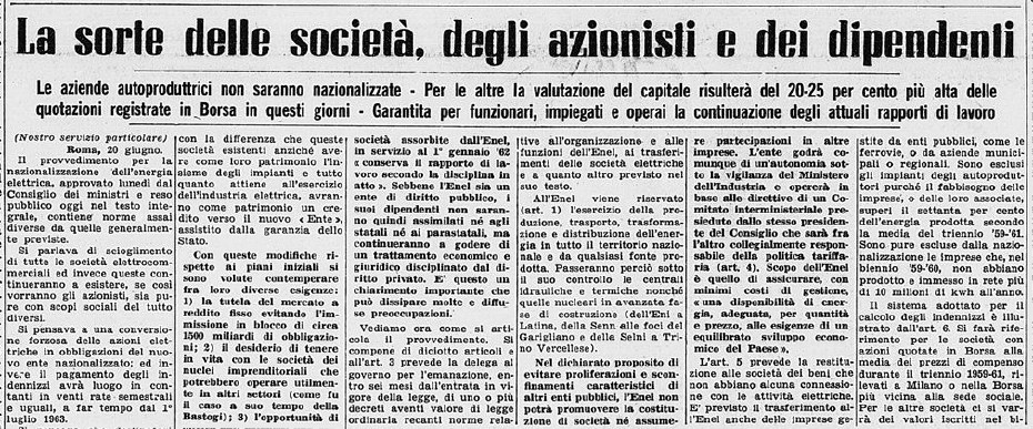 Nazionalizzazione dell’energia elettrica e istituzione dell’ENEL